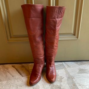 Vintage genuine leather fold over boots size 8 made in Brazil.